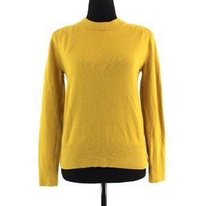Everlane Cashmere Golden Yellow Crewneck Sweater Small Rib Knit Pullover S